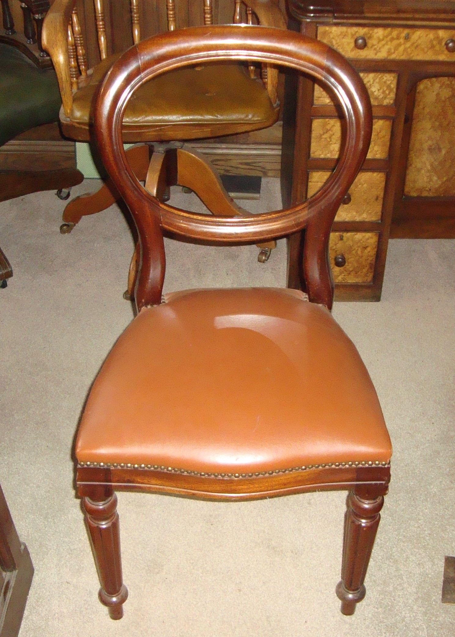 Set Of 6 Victorian Style Mahogany Balloon Back Dining Chairs