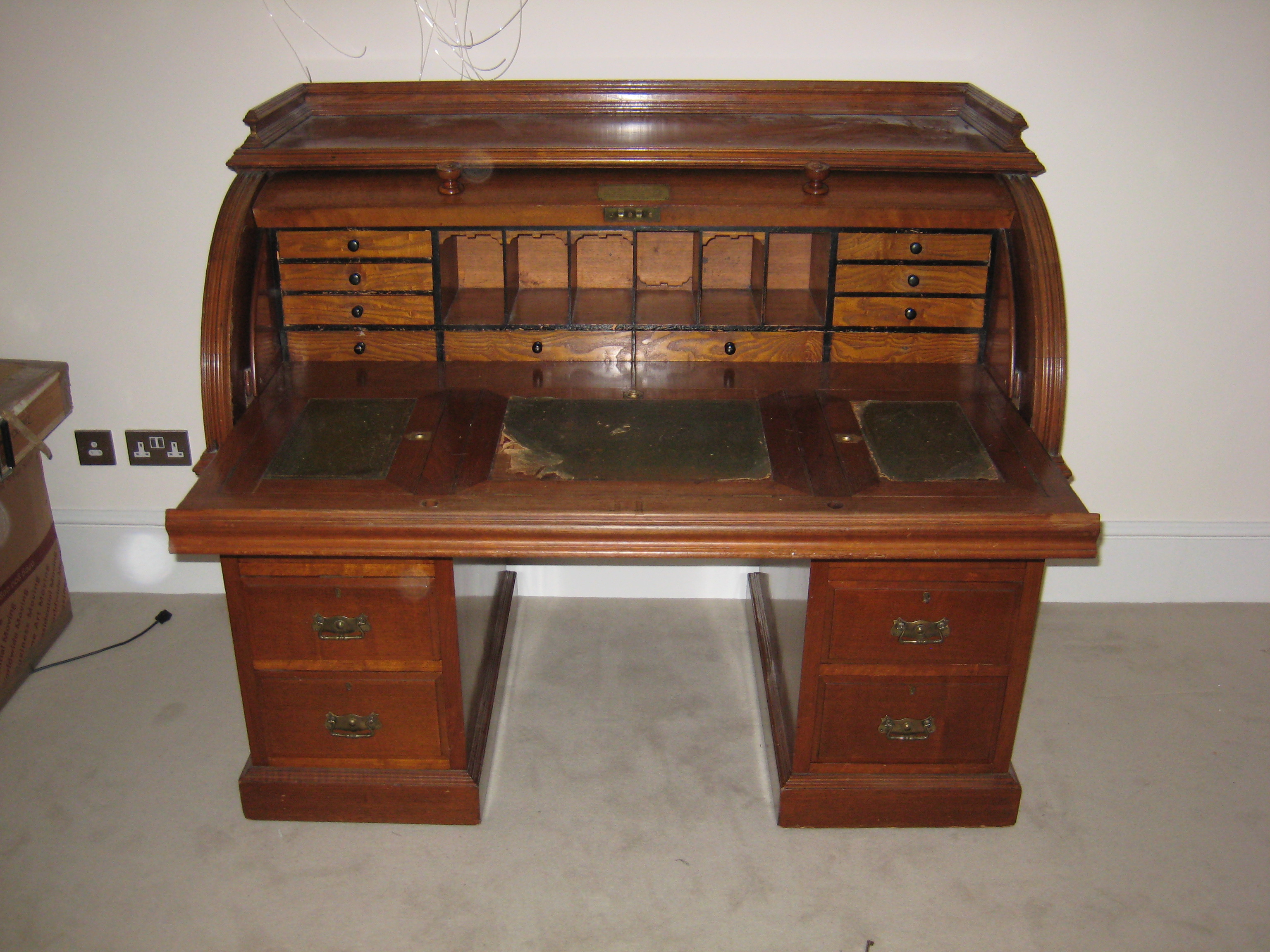 Victorian Golden Oak Cylinder Roll Top Desk Dorking Desks