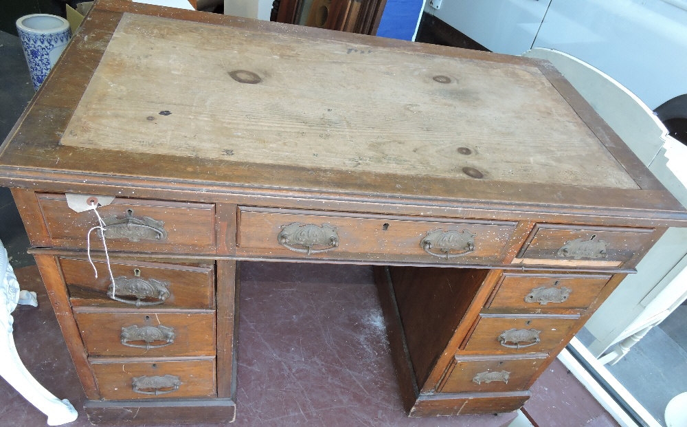 Unrestored Golden Victorian Walnut Pedestal Desk