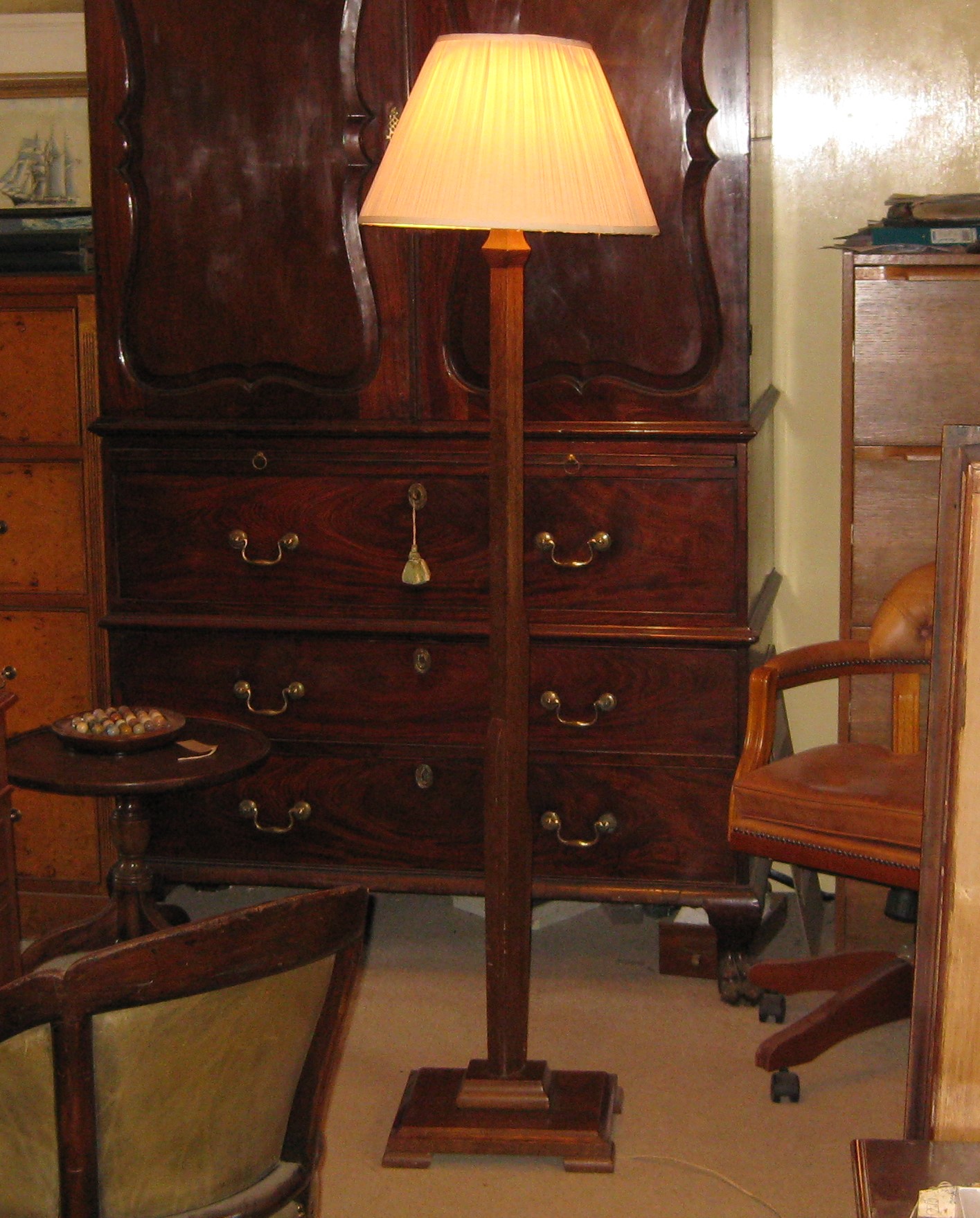 Solid Oak Art Deco Standard Lamp, Art Deco Standard Lamp Uk