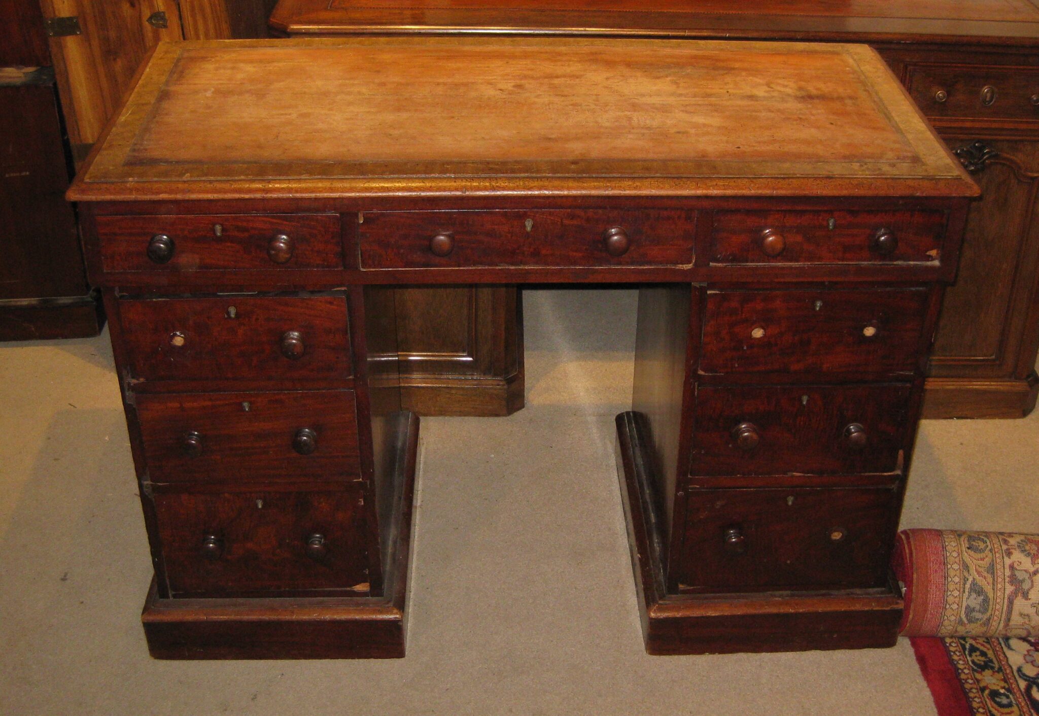 Victorian mahogany pedestal desk. Dorking Desks