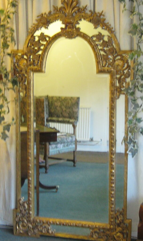 Large fully length and beautifully carved ornate mirror Dorking Desks