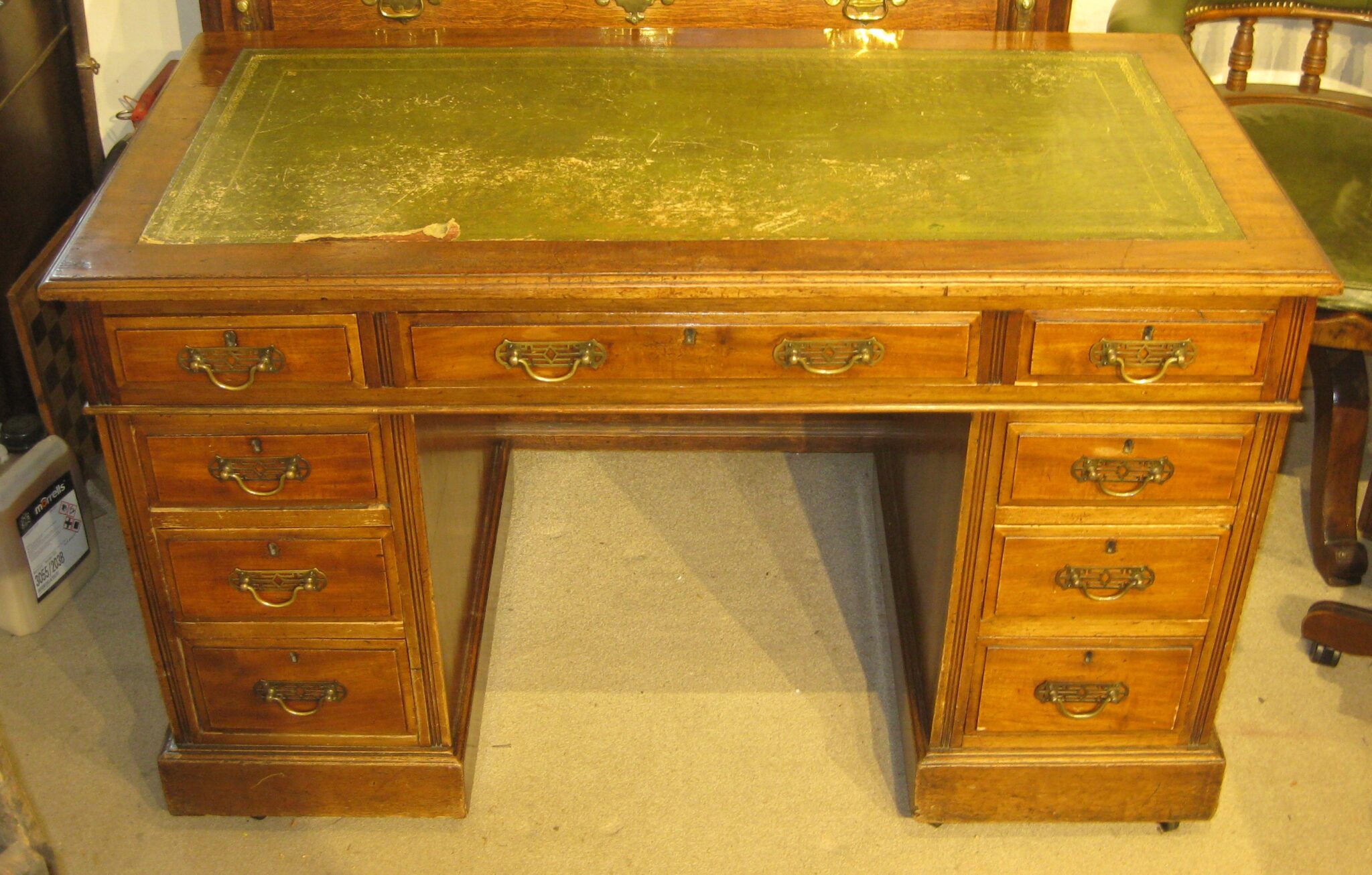 Victorian walnut pedestal desk of a good construction Dorking Desks